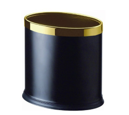 OVAL WASTEBIN OF ECOLEATHER WITH GOLD DOME